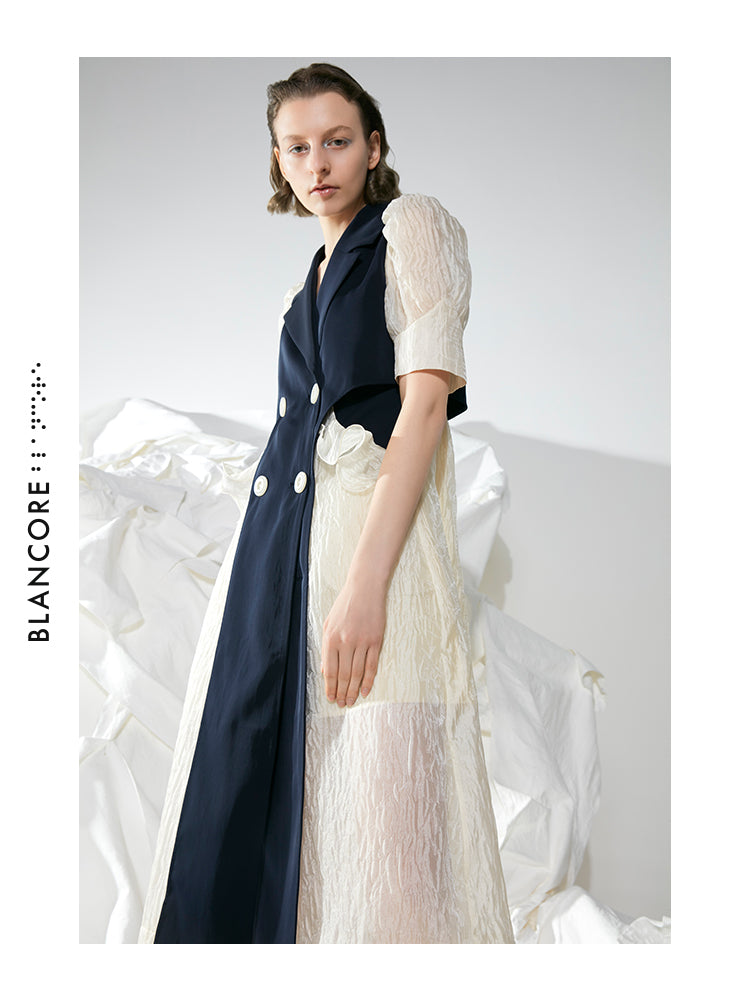 COLOR BLOCK COAT DRESS