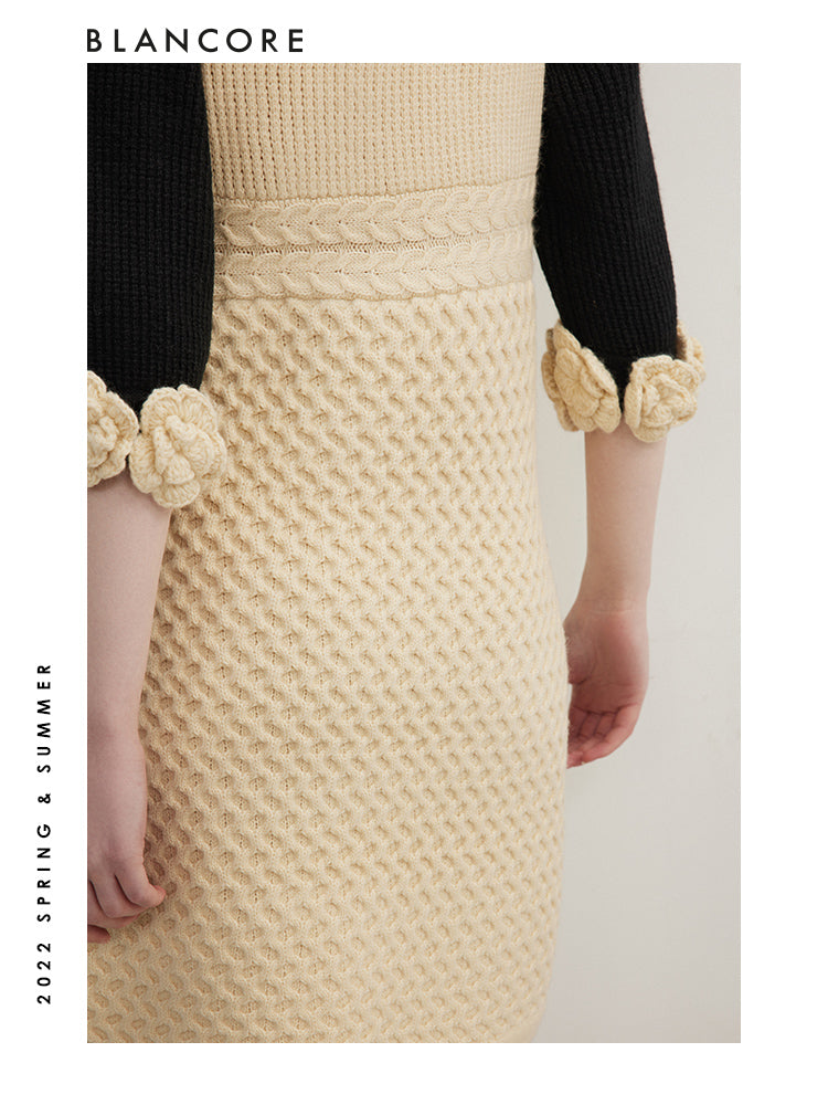 H-Shape Color Block Knit Dress
