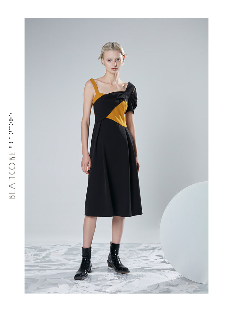 RECONSTRUCTED COLOR BLOCK DRESS