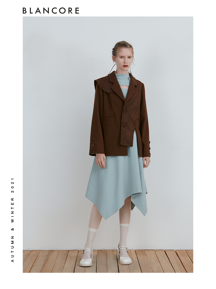 Asymmetrical Leather Panelled Blazer
