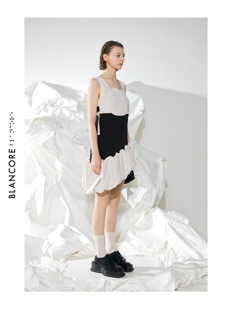 GEOMETRIC STITCHING VOLUME DRESS