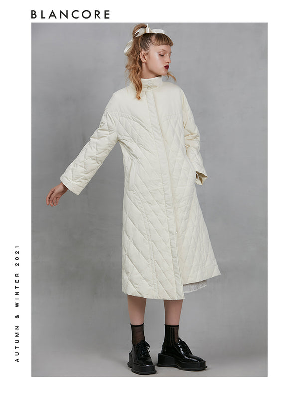 Asymmetrical Puffer Coat With Detachable Wool Vest