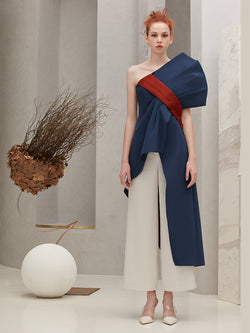 Asymmetric Dress with Fold Detail