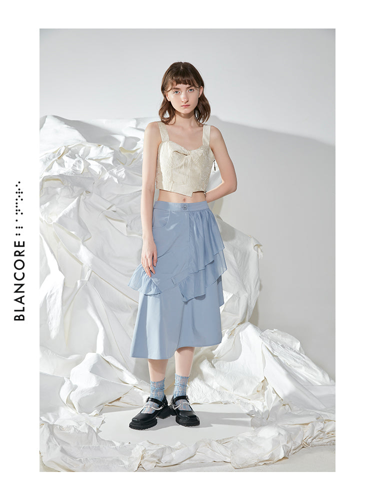 RUFFLED RUCHED SKIRT