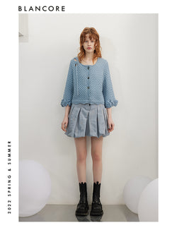 Two-Piece Square Neck Sweater With Cuff Detail