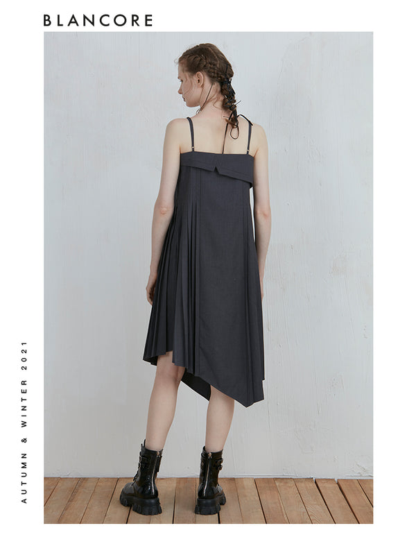 Asymmetrical Cami Dress With Buttom Details
