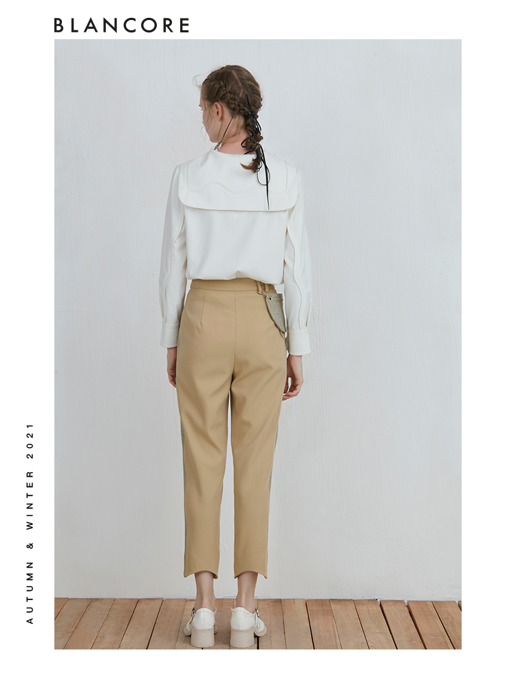 White Blouse With Curved Collar