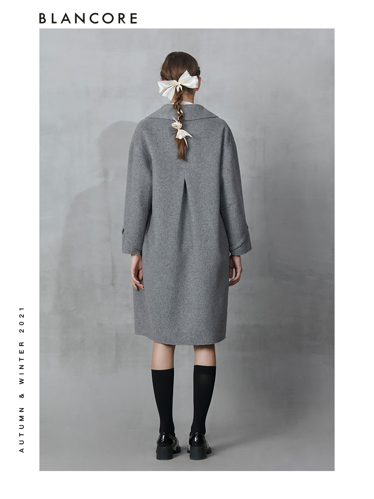 Cocoon Wool Coat With Asymmetrical Collar