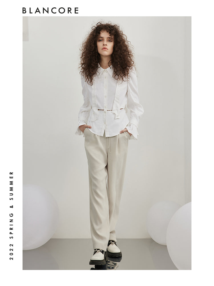 Straight Trousers With Waist Detail