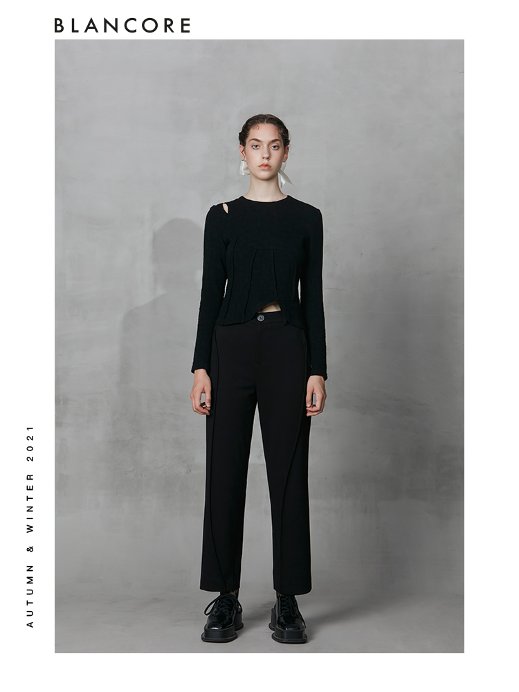Pleated Slim Fit Top With Hollow-Out Shoulder Detail