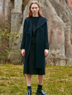 GEOMETRIC ASYMMETRICAL COLLAR WOOL COAT