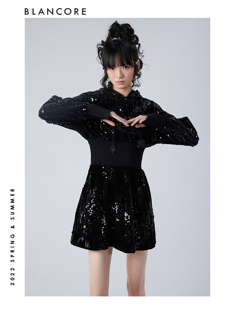 Sequin Hoodie Dress