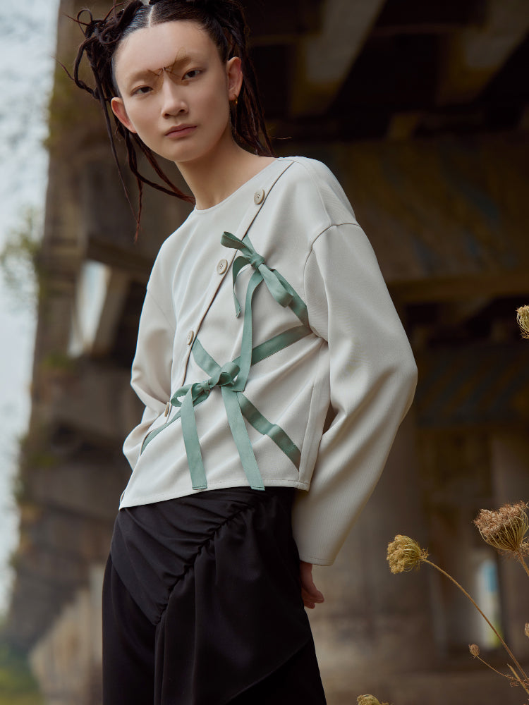 COLOR BLOCK DRAWSTRING TOP