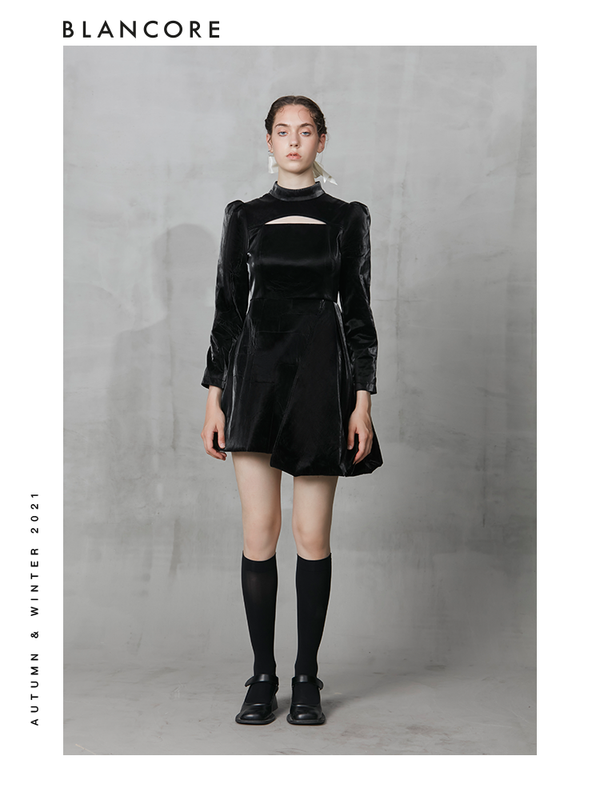 Asymmetrical Shiny PU Leather Cotton Dress With Hollow-Out Detail