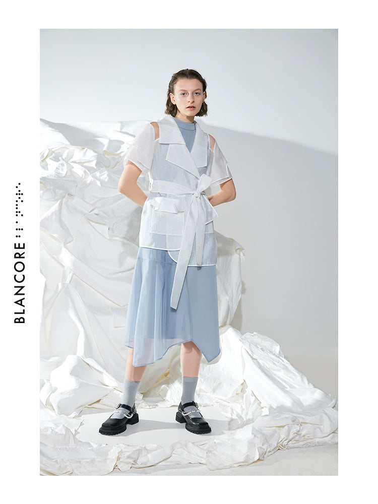 MISPLACED CURVE GAUZE TREND COAT