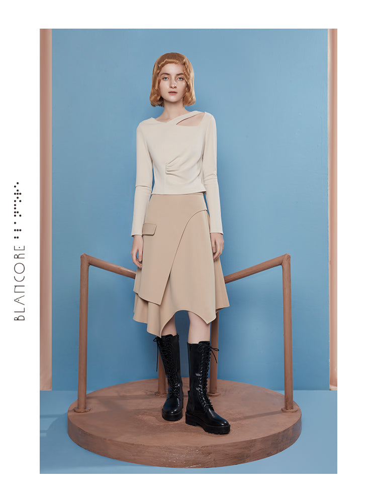 RECONSTRUCTED IRREGULAR HEM SKIRT