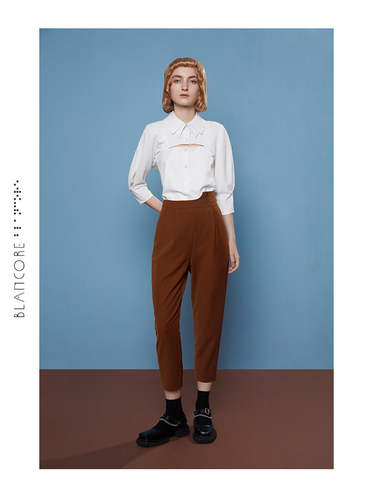 WAISTED CONSTRUCTED HIP TROUSER