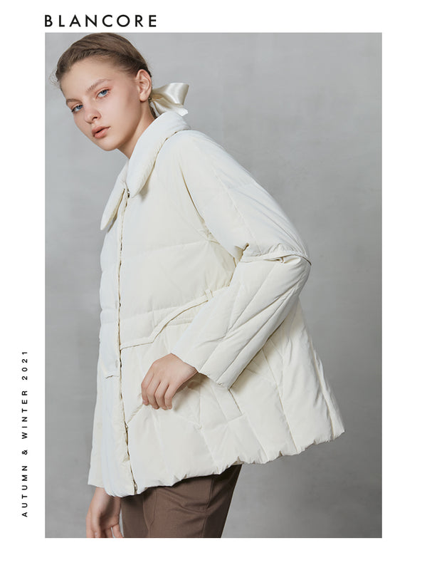 Drawstring Peplum Down Jacket