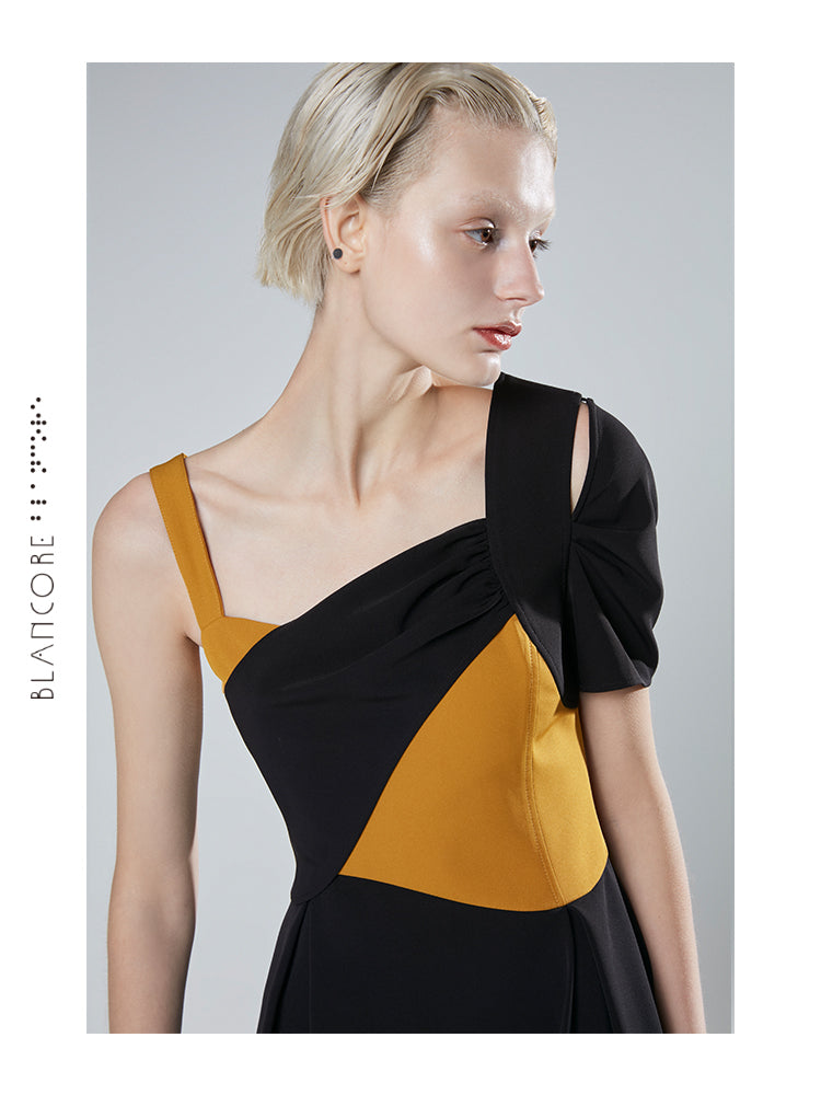 RECONSTRUCTED COLOR BLOCK DRESS