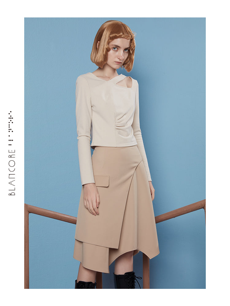 RECONSTRUCTED IRREGULAR HEM SKIRT