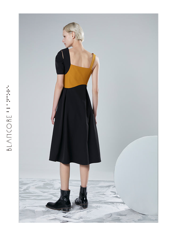 RECONSTRUCTED COLOR BLOCK DRESS