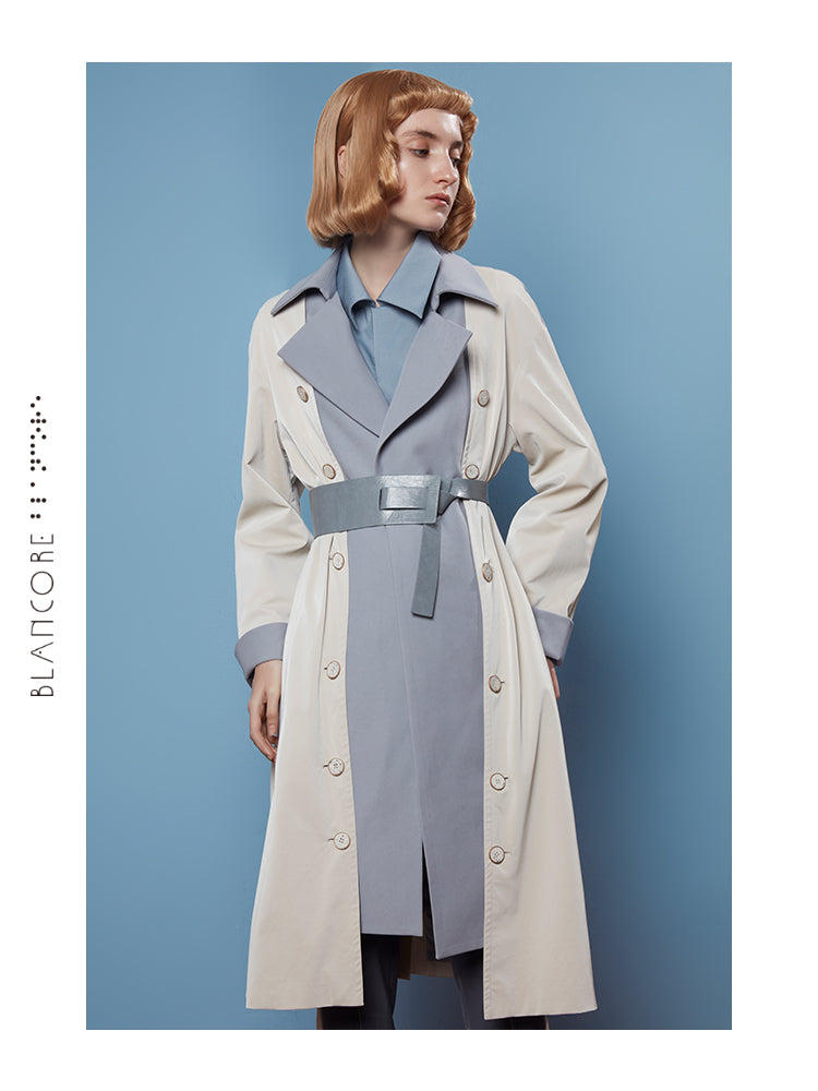 COLOR BLOCK MESH PANELLED COAT