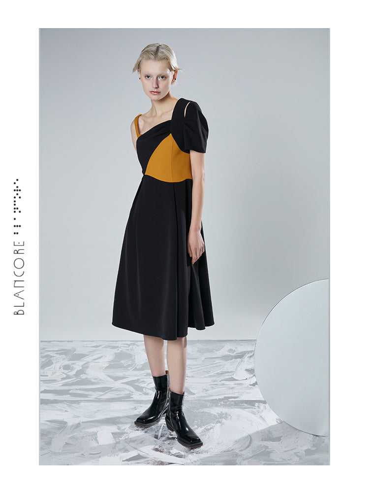 RECONSTRUCTED COLOR BLOCK DRESS