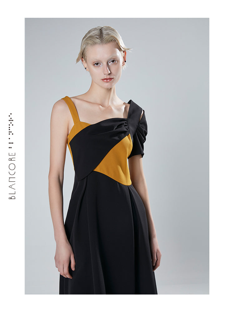 RECONSTRUCTED COLOR BLOCK DRESS