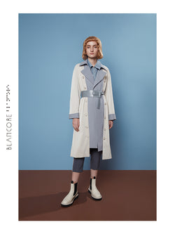COLOR BLOCK MESH PANELLED COAT