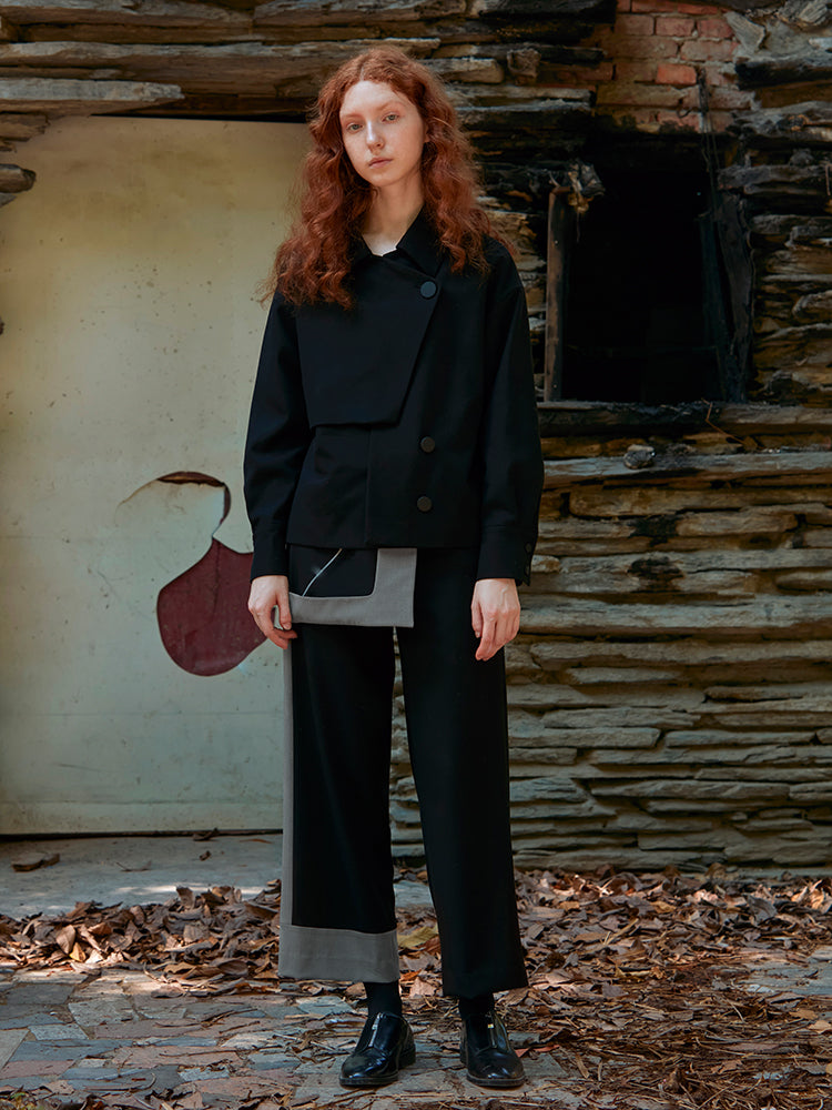 COLOR BLOCK TROUSER WITH DETACHABLE BAG