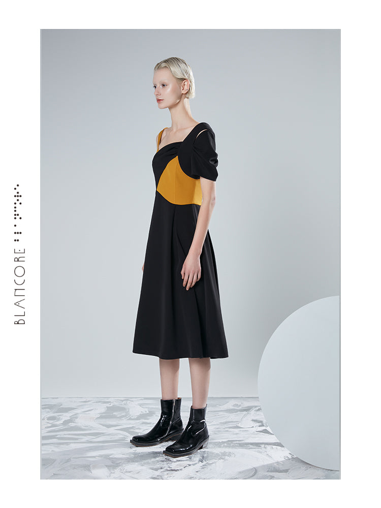 RECONSTRUCTED COLOR BLOCK DRESS