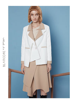 RECONSTRUCTED COLOR BLOCK COLLAR BLAZER