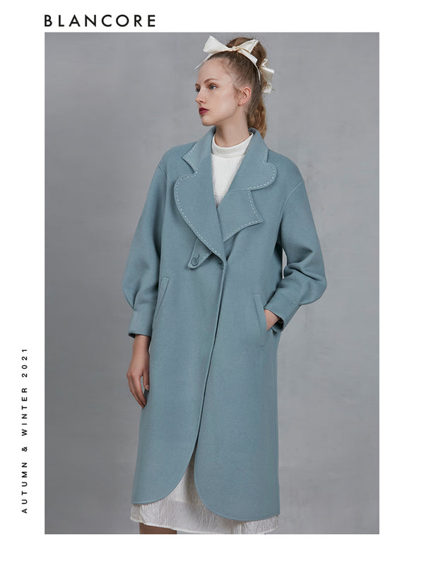 Wool Coat With Asymmetrical Collar