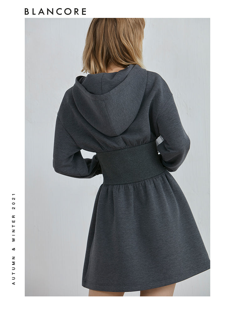 Hoodie Dress With Gray Ruffle Corset