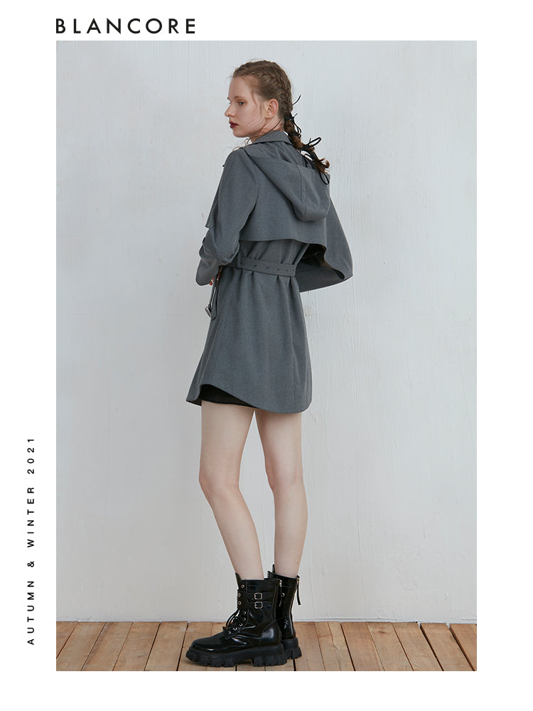 Cape Trench Coat With Pockets