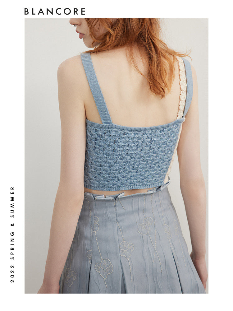 Two-Piece Square Neck Sweater With Cuff Detail