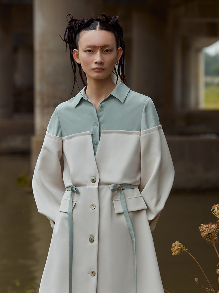 COLOR BLOCK WINDBREAKER STYLE DRESS