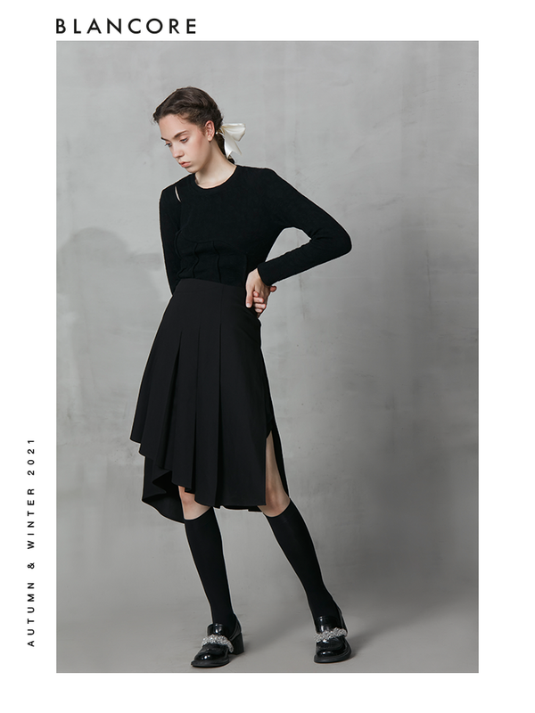 Asymmetrical Pleated Skirt