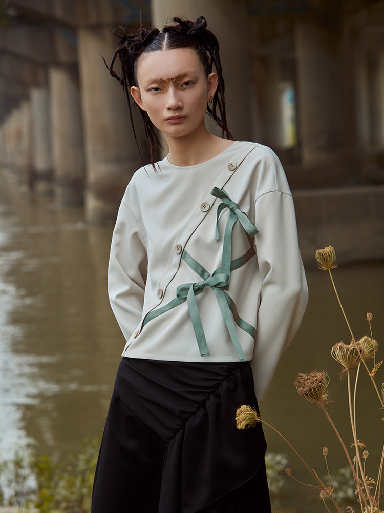 COLOR BLOCK DRAWSTRING TOP