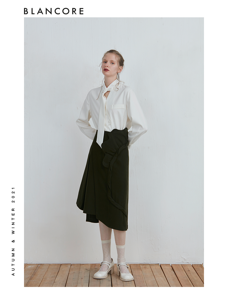 Asymmetrical Blouse With Tie