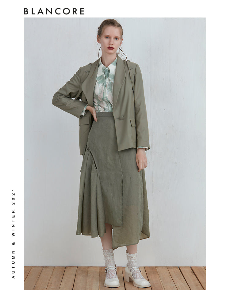 Asymmetrical Blazer With Detachable Sleeve
