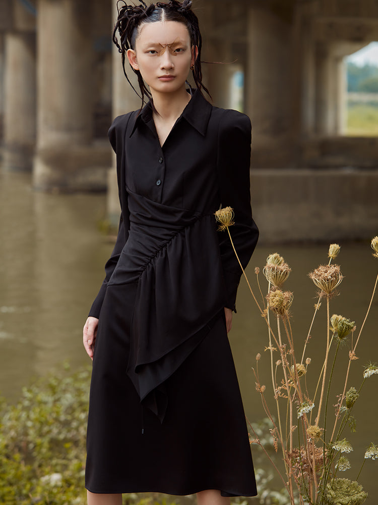 RUCHED SHIRT DRESS