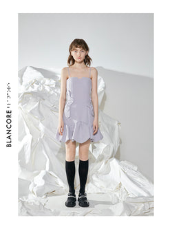 ASYMMETRICAL DECORATIVE STRAP DRESS