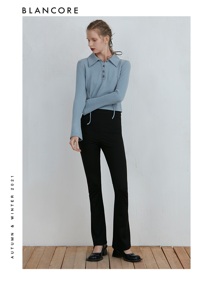 Black Fitted Flare Trouser