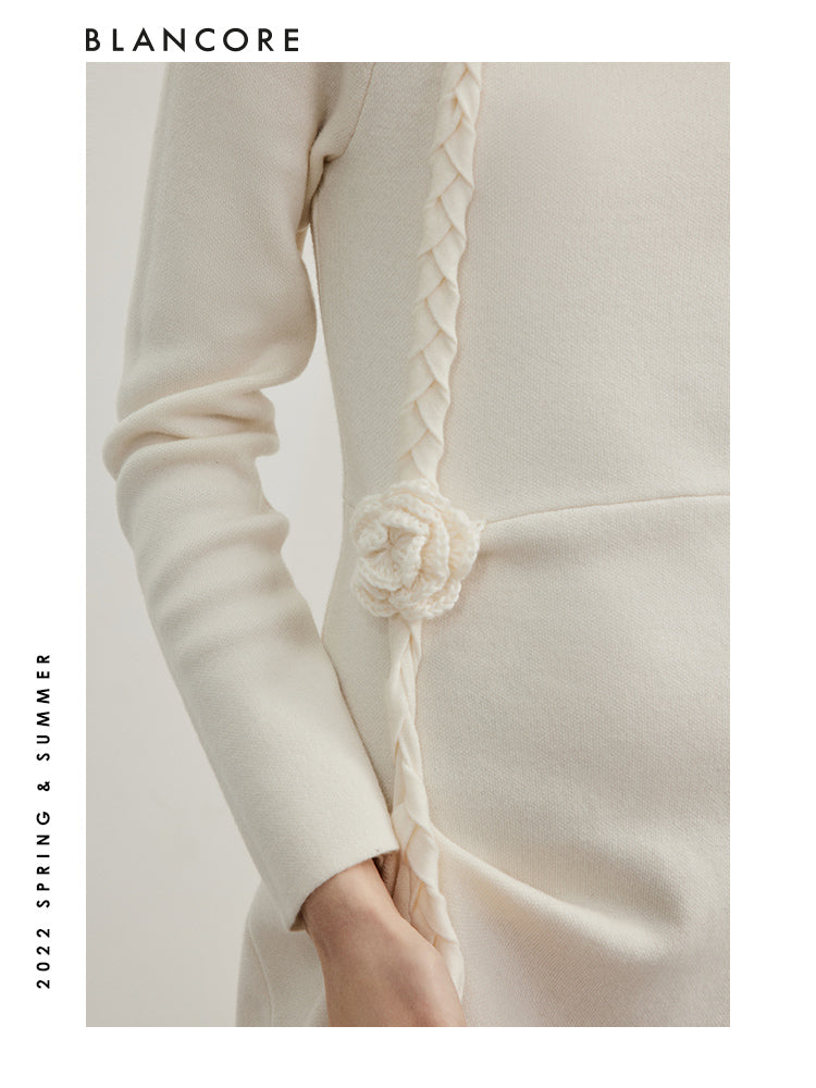 Drawstring Knitted Wool Dress