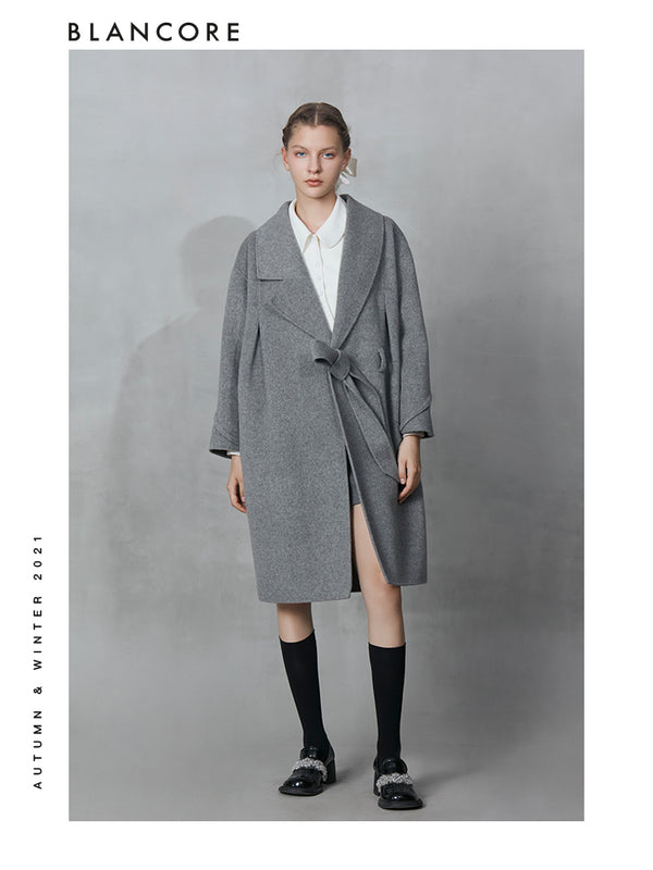 Cocoon Wool Coat With Asymmetrical Collar