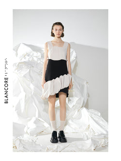 GEOMETRIC STITCHING VOLUME DRESS