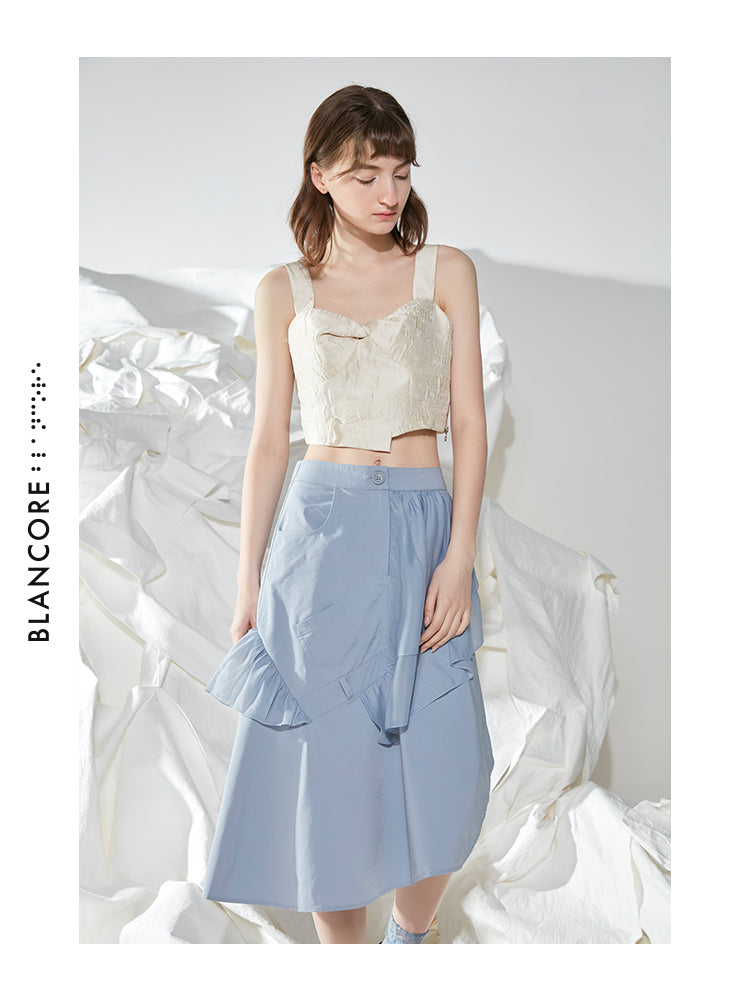 RUFFLED RUCHED SKIRT