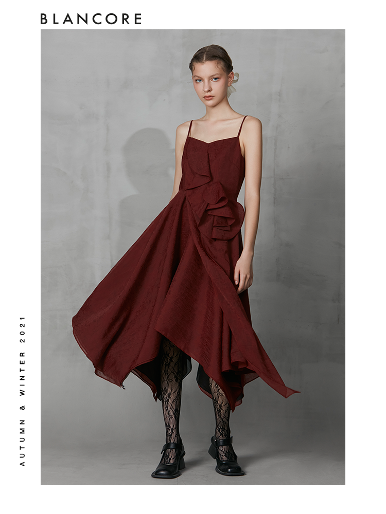 Asymmetrical Ruffle Cami Dress