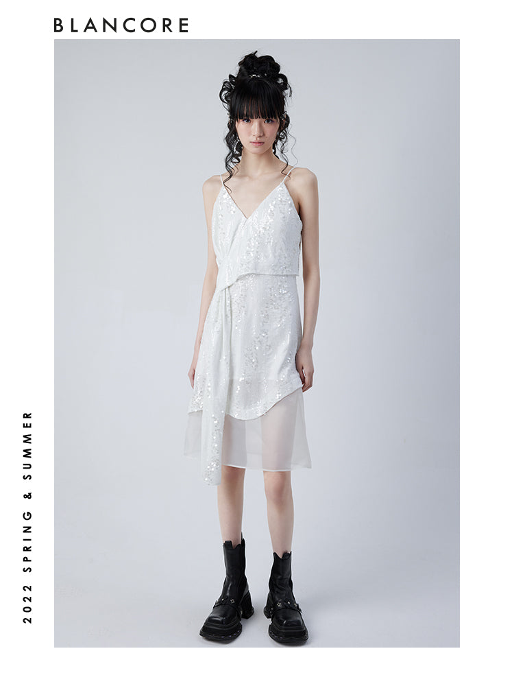 White Slip Sequin Dress